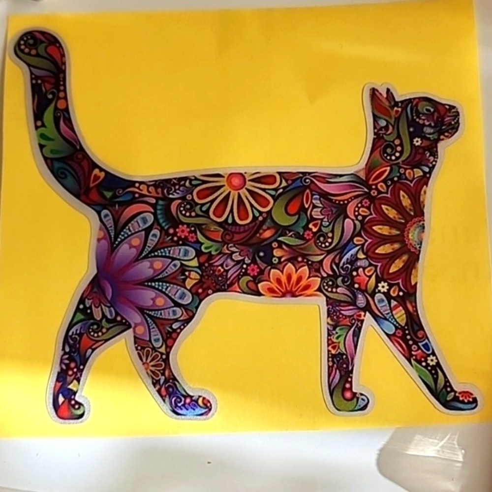 Last One BOHO Print  CAT  Car Decal Extra Large Colorful Waterproof